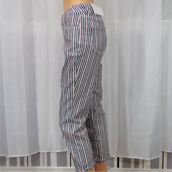 C est. 1946 Denim Striped Skinny Crop Jeans - Picture 3 of 10